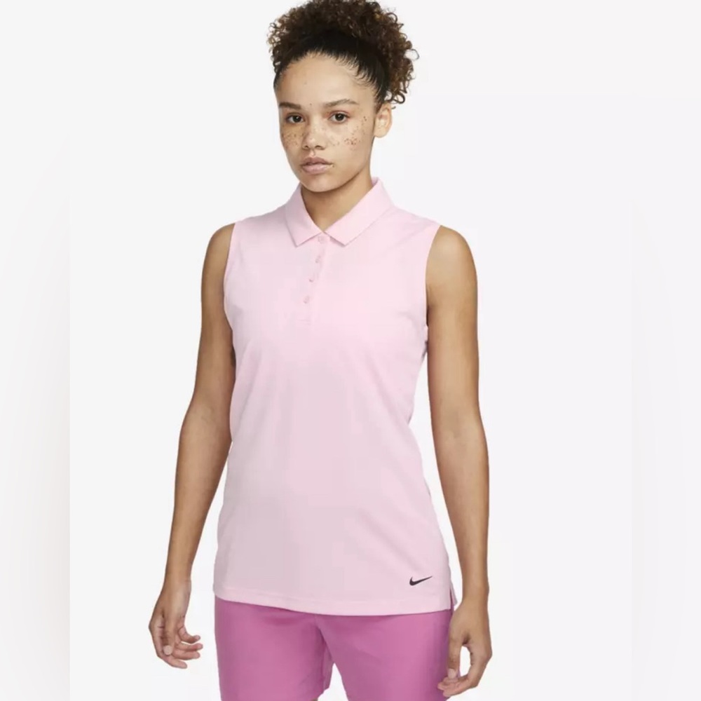 Nike Womens Victory Dri Fit Pink Sleeveless Golf Polo Shirt Size 2XL